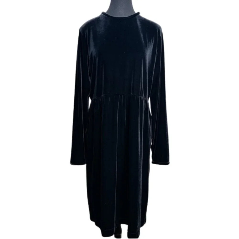 Vintage Talbots Womens Size M Mock Neck Long Sleeve Elastic Waist Velvet Dress